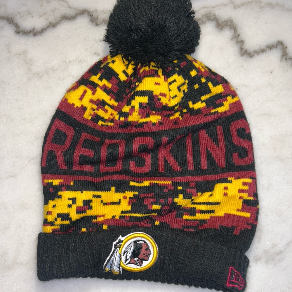 Kids Redskins Knit Beanie - Black and Yellow